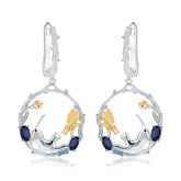 Animal Design 925 Silver Topaz Drop Earrings for Women